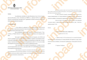 La resolución de la Junta Electoral Bonaerense