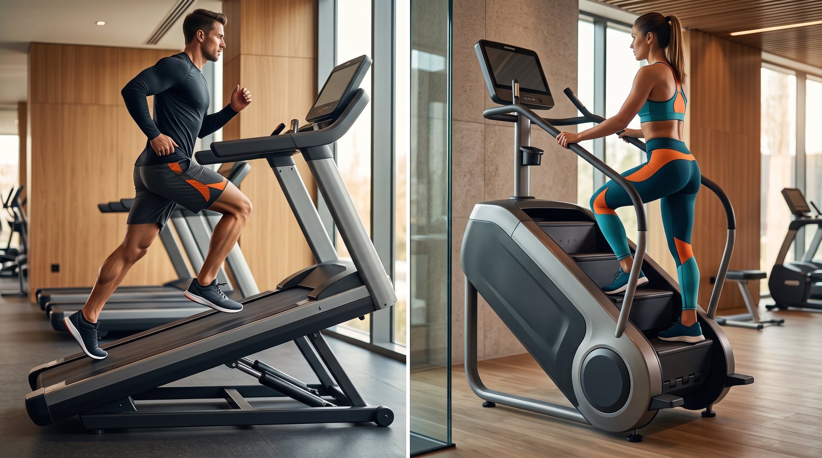 La cinta con inclinación y el escalador son dos máquinas frecuentes para el entrenamiento cardiovascular en el gimnasio. Cada una brinda sus beneficios (Imagen Ilustrativa Infobae)