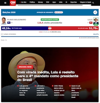 “Con un giro inédito, Lula es reelegido para su cuarto mandato como presidente de Brasil” (CNN Brasil)