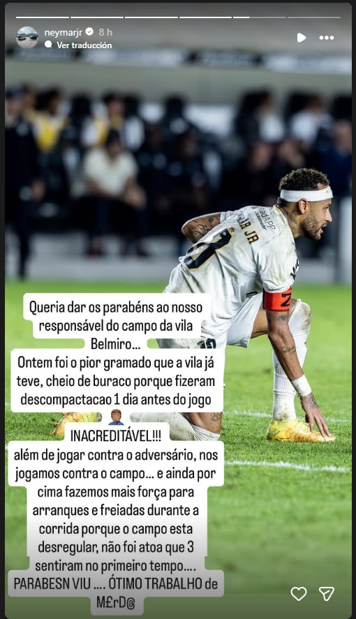 El posteo de Neymar contra el canchero del Santos (@neymarjr)