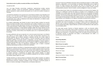 Una carta firmada por economistas, académicos y sindicatos criticaba que el incremento de tasas favorecía a acreedores y rentistas, mientras afectaba a hogares, pequeñas empresas y la inversión productiva - crédito suministrada a Infobae Colombia