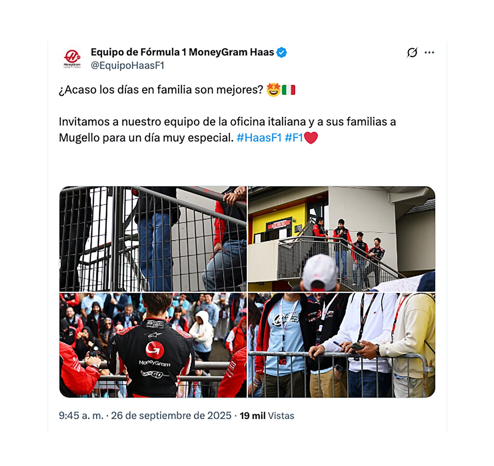 Todo el equipo Haas, familiares y amigos, presentes en el regreso de Romain Grosjean (@f1)