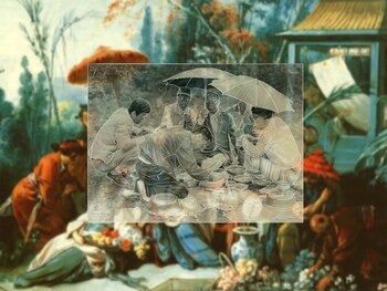 "Almuerzo en el césped" muestra