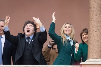 12/07/2026 July 12, 2026, Buenos Aires, Buenos Aires, Argentina: Argentine President Javier Milei, his sister Karina Milei, and National Senator Patricia Bullrich wave from the balcony of the Casa Rosada alongside members of the cabinet during Argentina s Independence Day celebrations.
POLITICA
Delfina Corbera Pi / Zuma Press / Europa Press