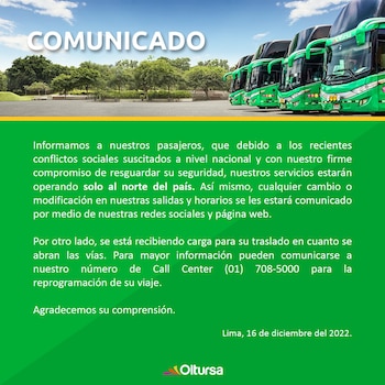 Comunicado de Oltursa