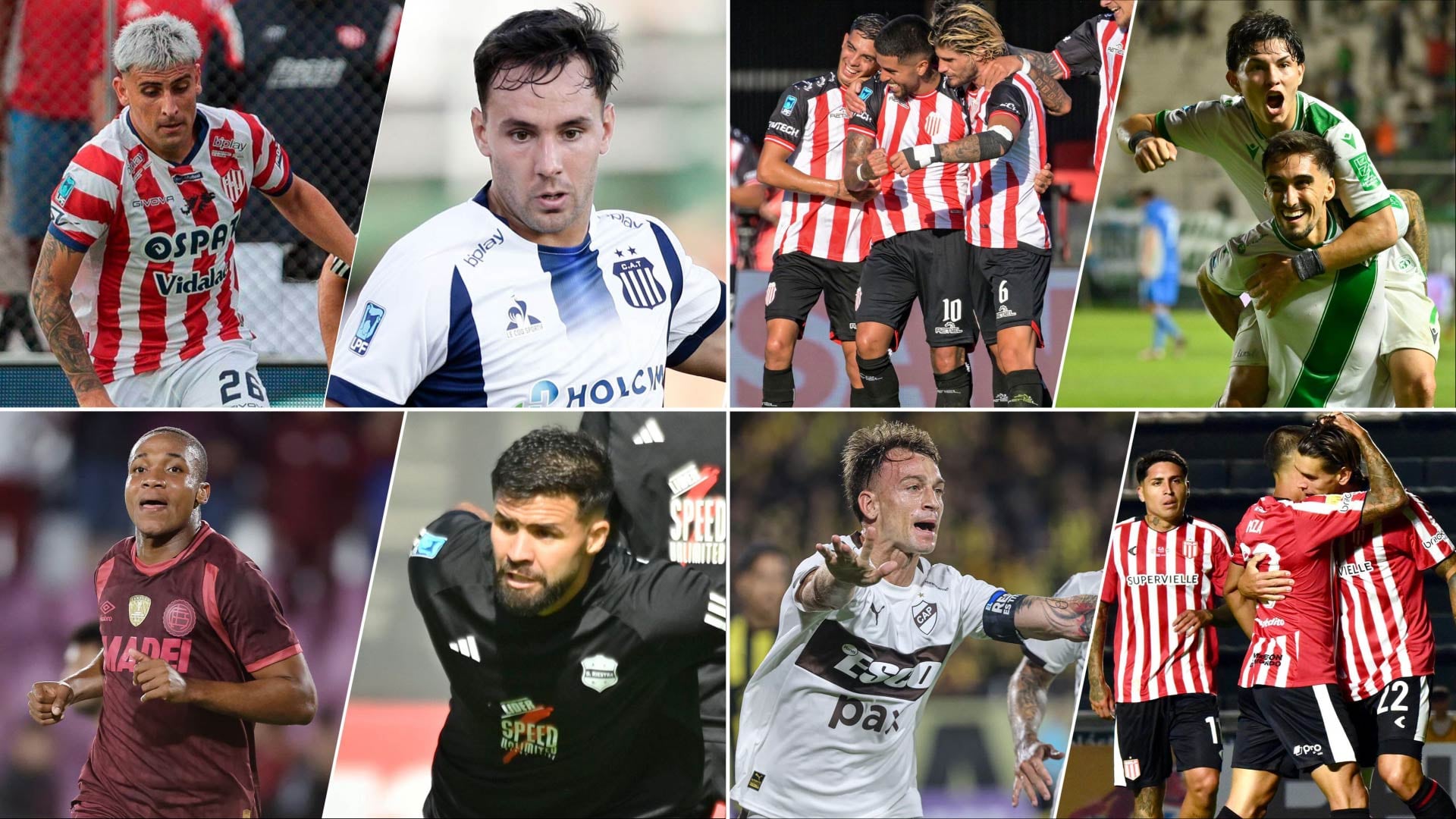 Múltiples futbolistas protagonizan este collage dinámico, reflejando la pasión y la acción de varios encuentros deportivos.