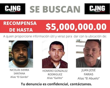 El CJNG ofrece recompensa millonaria