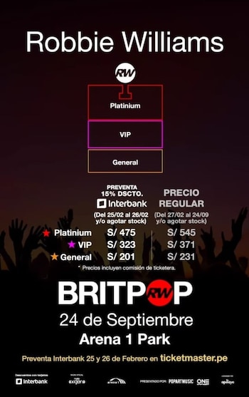 Precios de entradas del concierto