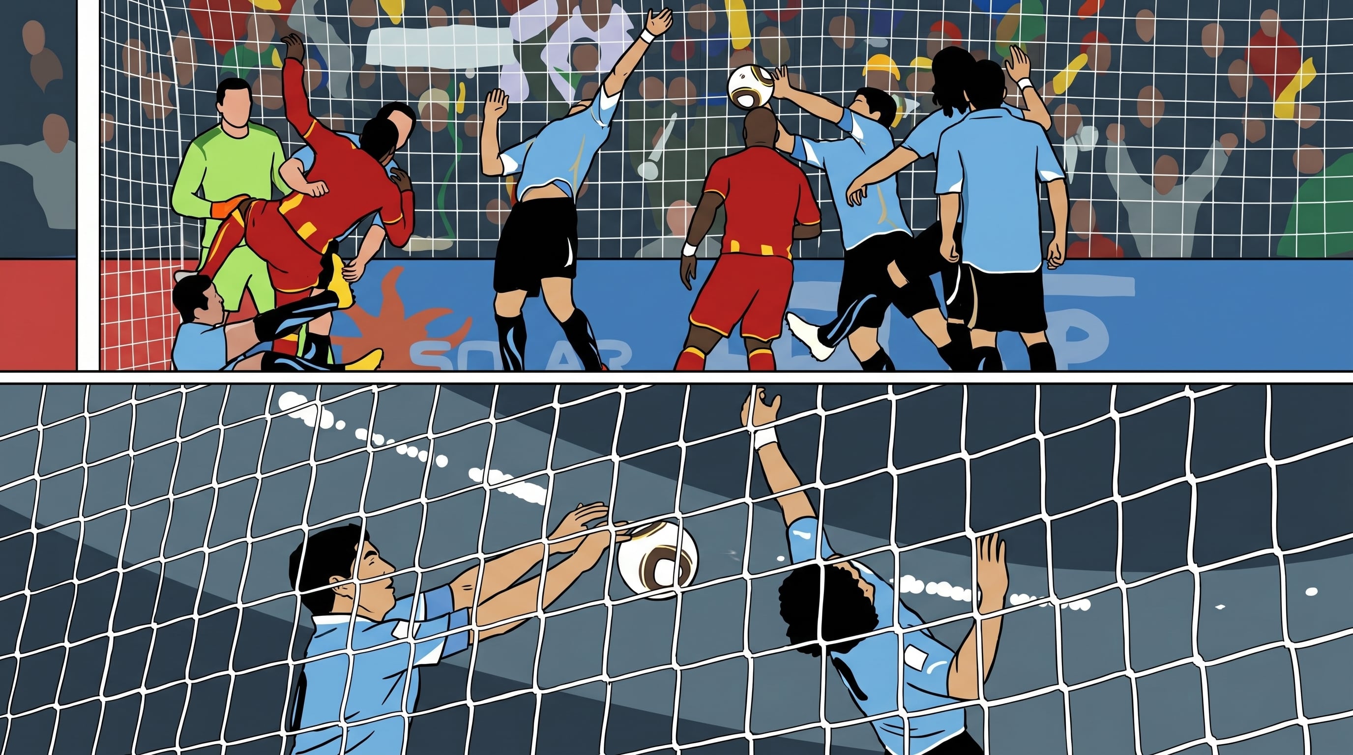 La mano histórica de Luis Suárez evitó el gol de Ghana en el minuto 120 y desencadenó la eliminación de los africanos (Imagen Ilustrativa Infobae)