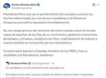 El Centro Democrático reaccionó con
