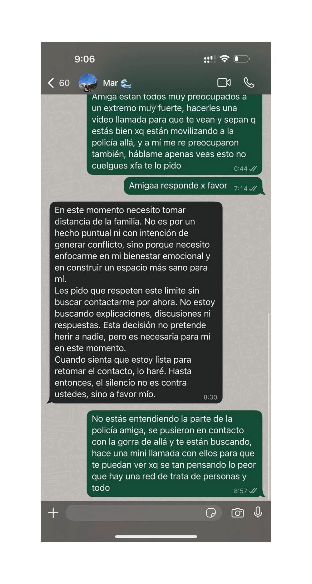 El sospechoso mensaje que recibió un amigo de Mariana