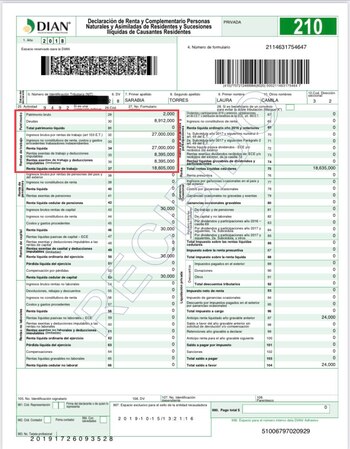 Declaración de renta de Laura