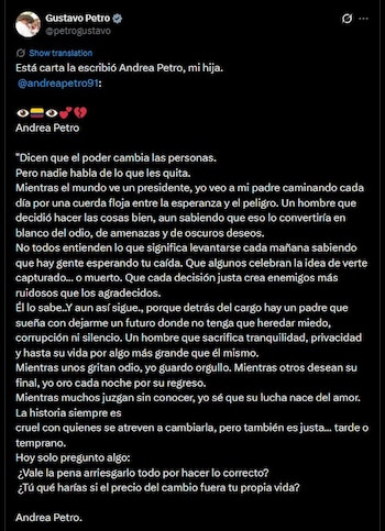 Carta que le escribió Andrea