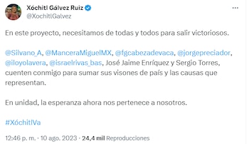 Xóchitl Gálvez promete sumar visión