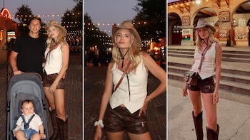 Short de cuero y botas: Eva Bargiela se sumó al espíritu cowboy en Texas antes del partido de Argentina