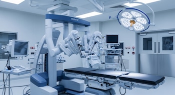 El sistema da Vinci 5 funciona desde una consola: los movimientos de las manos del médico se traducen en tiempo real en las acciones de tres brazos robóticos que manipulan los instrumentos sobre el paciente, tumbado a unos metros de distancia. Un cuarto brazo sostiene una cámara que transmite imágenes en 3D al cirujano y a dos pantallas del quirófano.