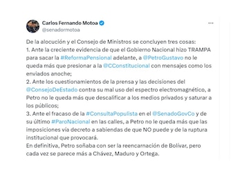 Carlos Fernando Motoa y su respuesta a Gustavo Petro