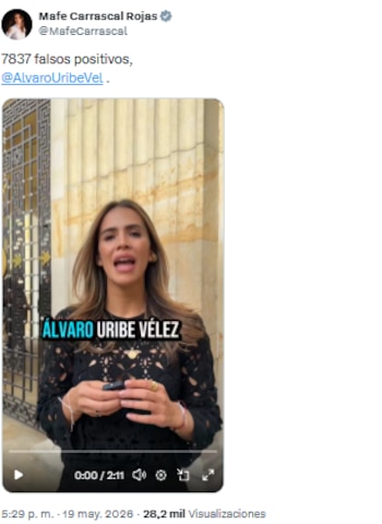 Mafe Carrascal responsabilizó a Álvaro Uribe Vélez tras agresión en acto de memoria cerca de su finca en Antioquia - crédito @MafeCarrascal/X