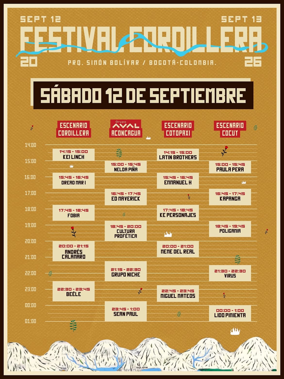 Beéle, Andrés Calamaro y Sean Paul son los encargados de cerrar el primer día de presentaciones en el Festival Cordillera 2026 - crédito Páramo Presenta