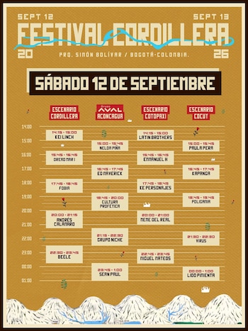 Beéle, Andrés Calamaro y Sean Paul son los encargados de cerrar el primer día de presentaciones en el Festival Cordillera 2026 - crédito Páramo Presenta