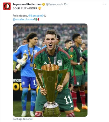 Felicitación del Feyenoord hacia Santi