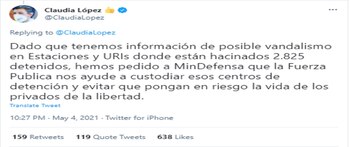 Anuncio alcaldesa respecto a custodia de URI en Bogotá