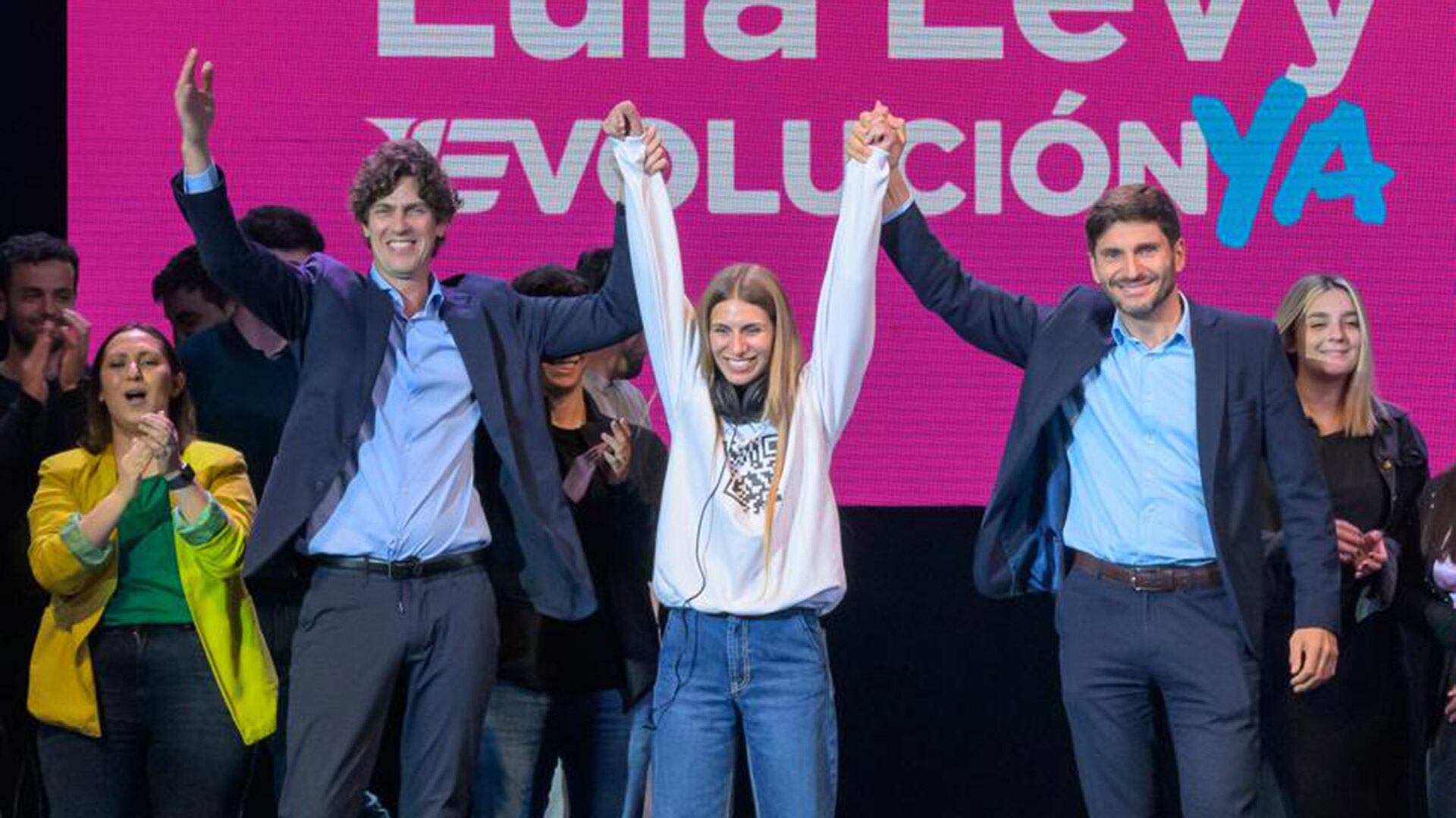 Martín Lousteau, Lula Levy y Maximiliano Pullaro