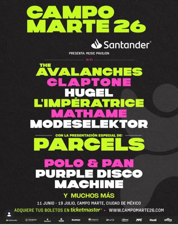 La Secretaría de Turismo y el Campo Marte oficializaron el cartel y fechas completas del festival. (Instagram/ campomarte26)