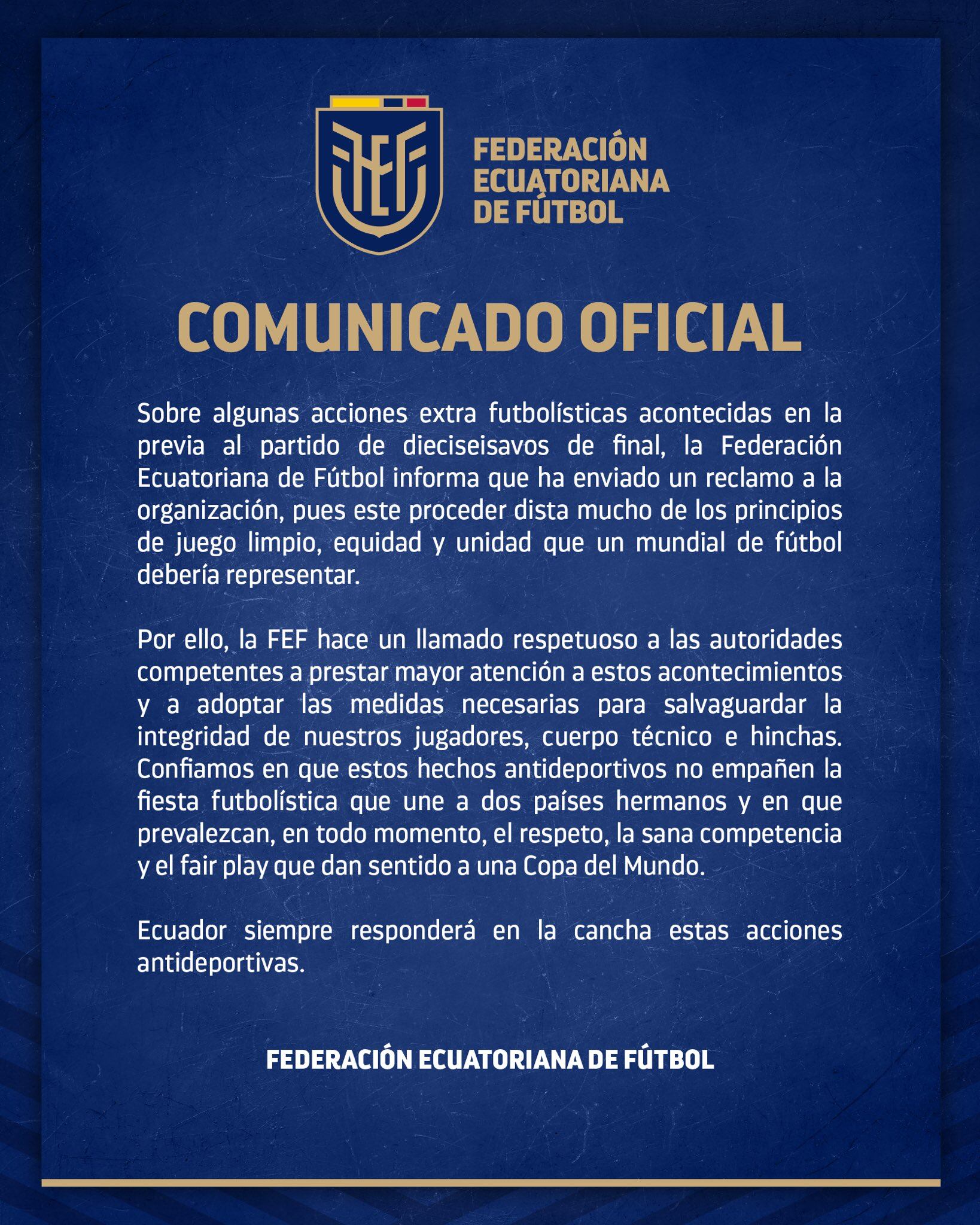 El comunicado de la FEF