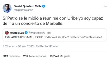 Intercambio de trinos entre Marbelle