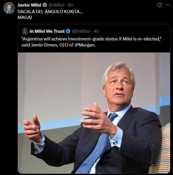 Tuit de Javier Milei (X)