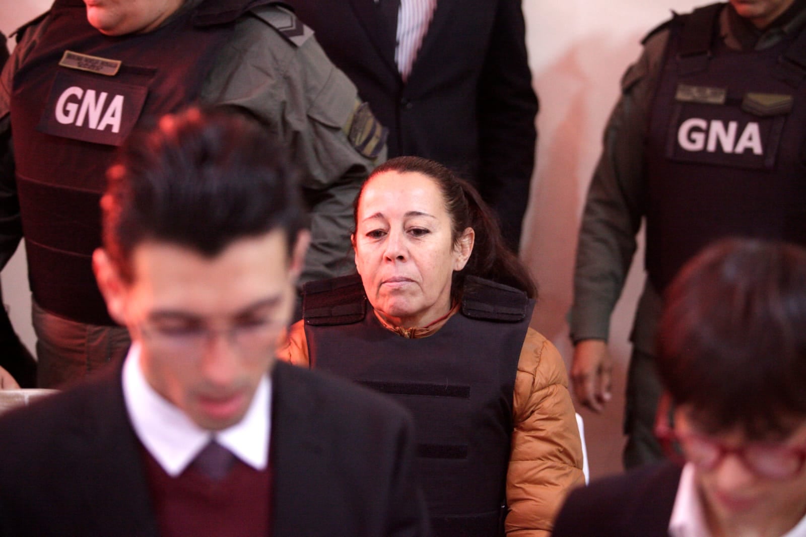 Victoria Caillava, una de las acusadas, a quien este mediodía se le leyeron los cargos que pesan en su contra