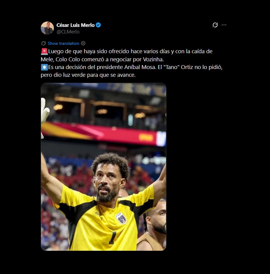 Colo Colo podría incorporar a Vozinha (@CLMerlo)