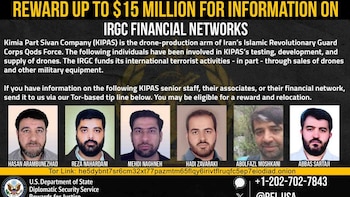 Las autoridades norteamericanas han establecido una suma millonaria para quienes entreguen información clave sobre seis individuos relacionados con operaciones del cuerpo militar iraní (Departamento de Estado de Estados Unidos)