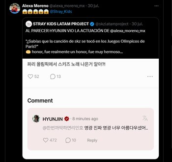 Reacción de Alexa Moreno. (Captura