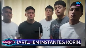 Angie Zapata y su nuevo acompañante: joven de 23 años fue detenido por presunta vinculación con banda criminal. Captura: Magaly TV La Firme.