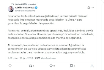 Afectaciones en la Línea A del Metro CDMX (X/ @AdrianRubalcava)