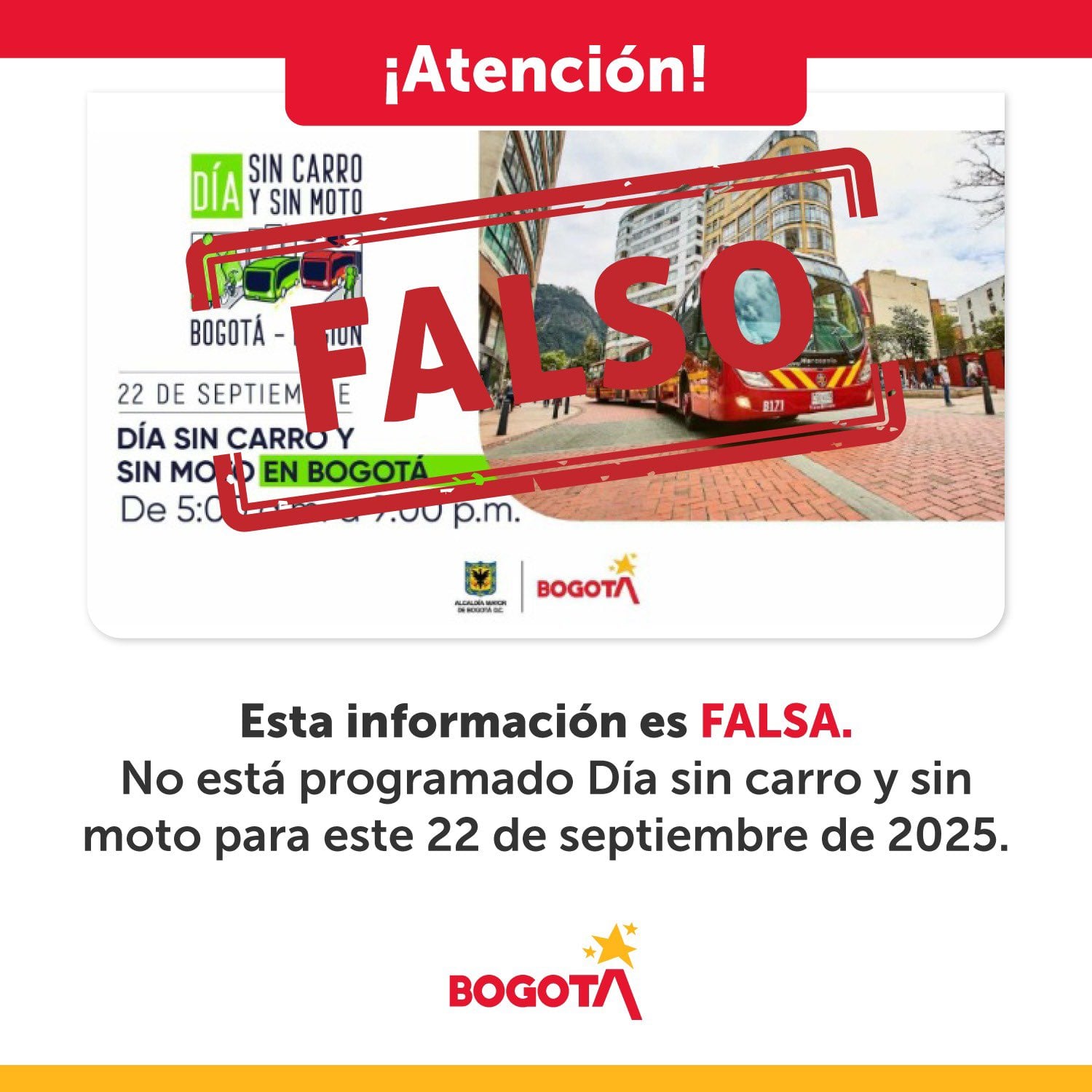 La Secretaría de Movilidad de Bogotá desmintió la información difunda en redes sociales - Crédito: @SectorMovilidad / X