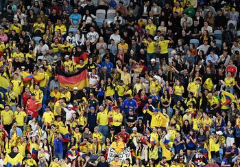 Fútbol - Copa Mundial Femenina de la FIFA Australia y Nueva Zelanda 2023 - Grupo H - Alemania contra Colombia - Sydney Football Stadium, Sydney, Australia - 30 de julio de 2023 hinchas de Colombia en las gradas REUTERS/Jaimi Joy