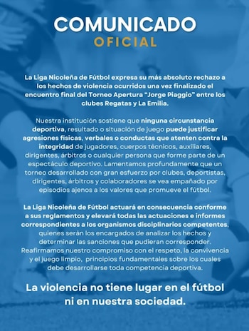 La Liga Nicoleña anticipó sanciones