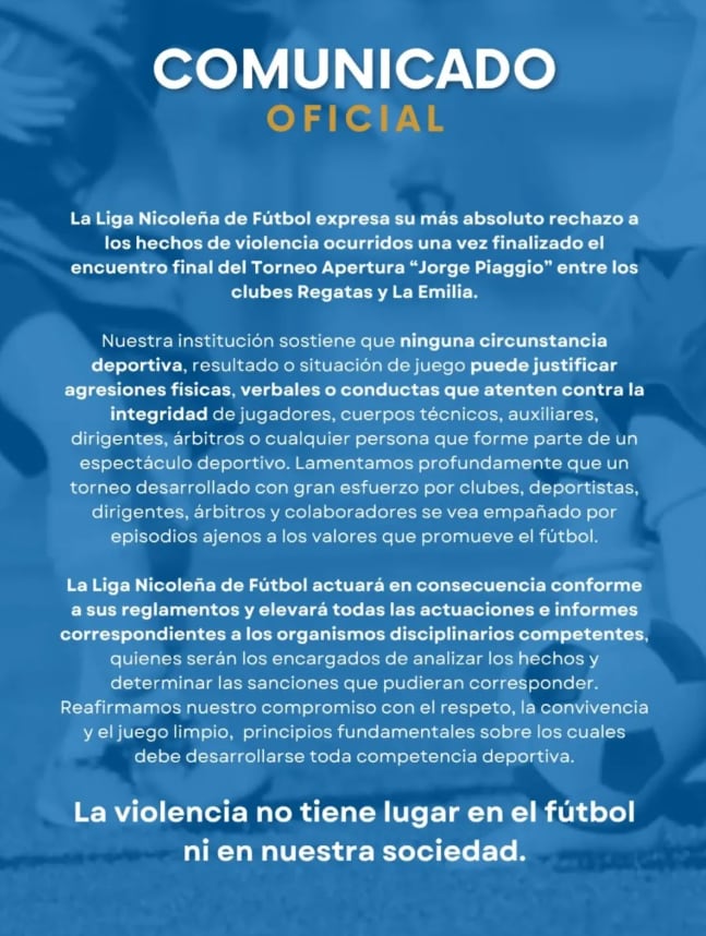 La Liga Nicoleña anticipó sanciones