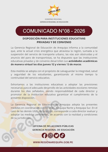 Comunciado de la Gerencia Regional