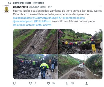 Fuertes lluvias ocasionan deslizamiento de