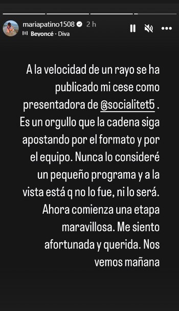 'Story' de María Patiño en