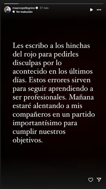 El comunicado de Marco Pellegrino