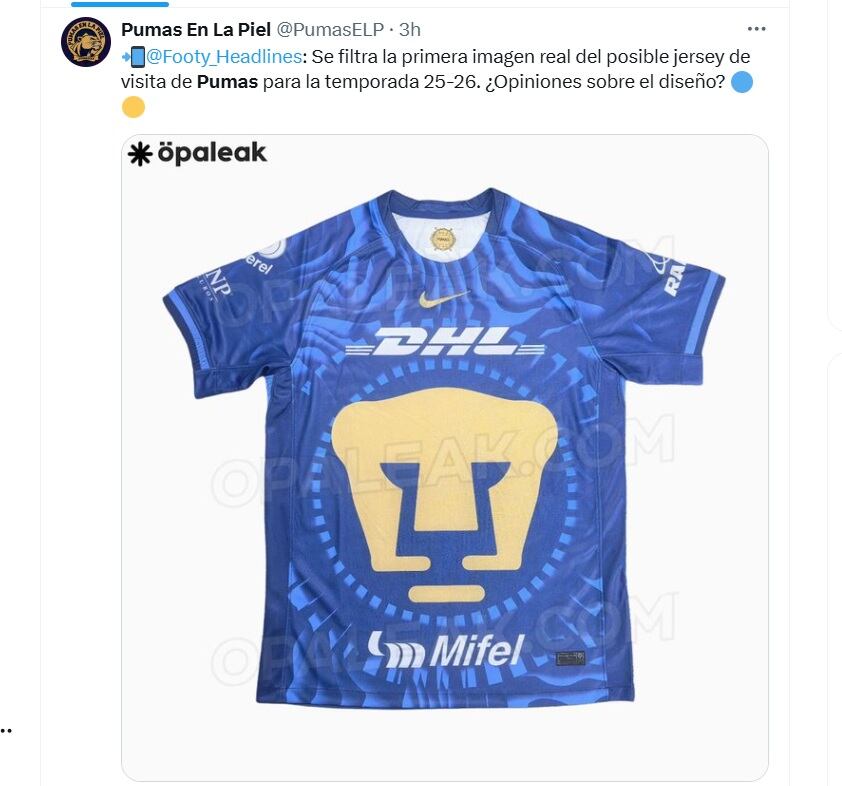 Así sería la camiseta de Pumas inspirada en el Espacio Escultórico de la UNAM (X/ @PumasELP)