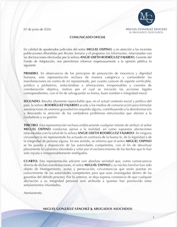 Miguel Ospino rechazó las acusaciones de Angie Rodríguez, calificándolas como infundadas y anunció acciones legales para proteger su reputación - crédito @MigueGonzalez28 / X