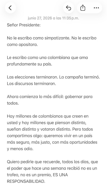 Carta pública de Karol G a Abelardo de la Espriella - crédito Karol G / X