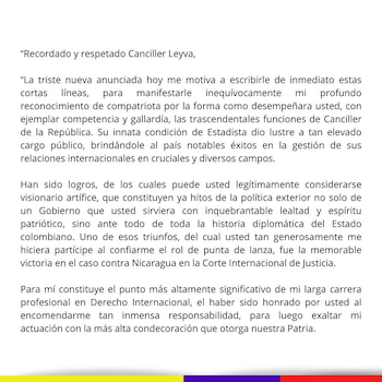 Álvaro Leyva seguirá siendo investigado por la Procuraduría General de la Nación - crédito red social X