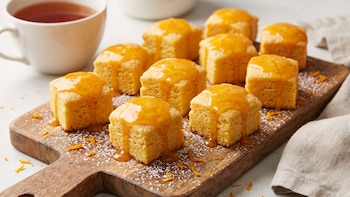 Receta de cuadraditos de naranja con glasé, rápida y fácil